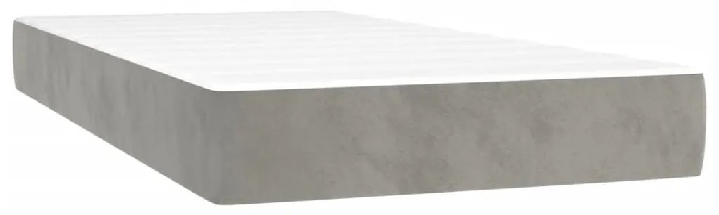 Κρεβάτι Boxspring με Στρώμα Ανοιχτό Γκρι 200x200 εκ. Βελούδινο - Γκρι