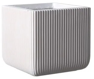Supergreens Γλάστρα Πήλινη Τετράγωνη ''Stripe'' Λευκή S 24x24x23 εκ.