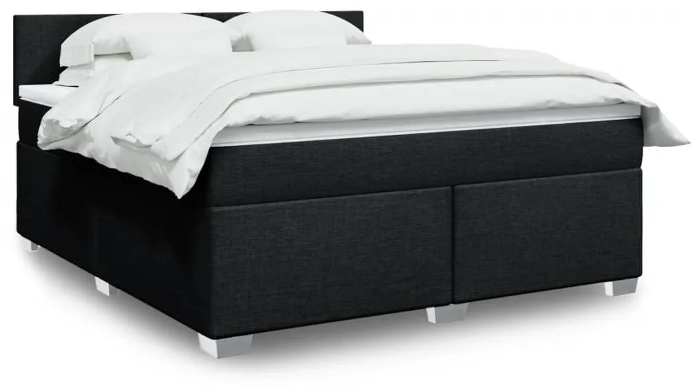 Κρεβάτι Boxspring με Στρώμα Μαύρο 180x200 εκ. Υφασμάτινο