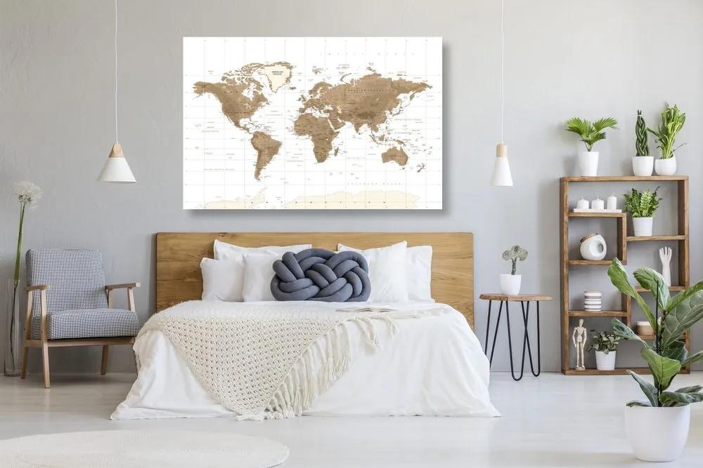 Εικόνα στο φελλό του πανέμορφου vintage παγκόσμιου χάρτη με λευκό φόντο - 90x60  transparent