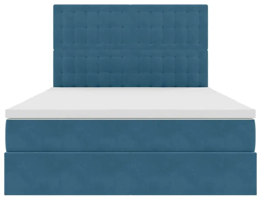 vidaXL Κρεβάτι με αποθηκευτικό χώρο και LED Σκούρο Μπλε 140 x 190 cm