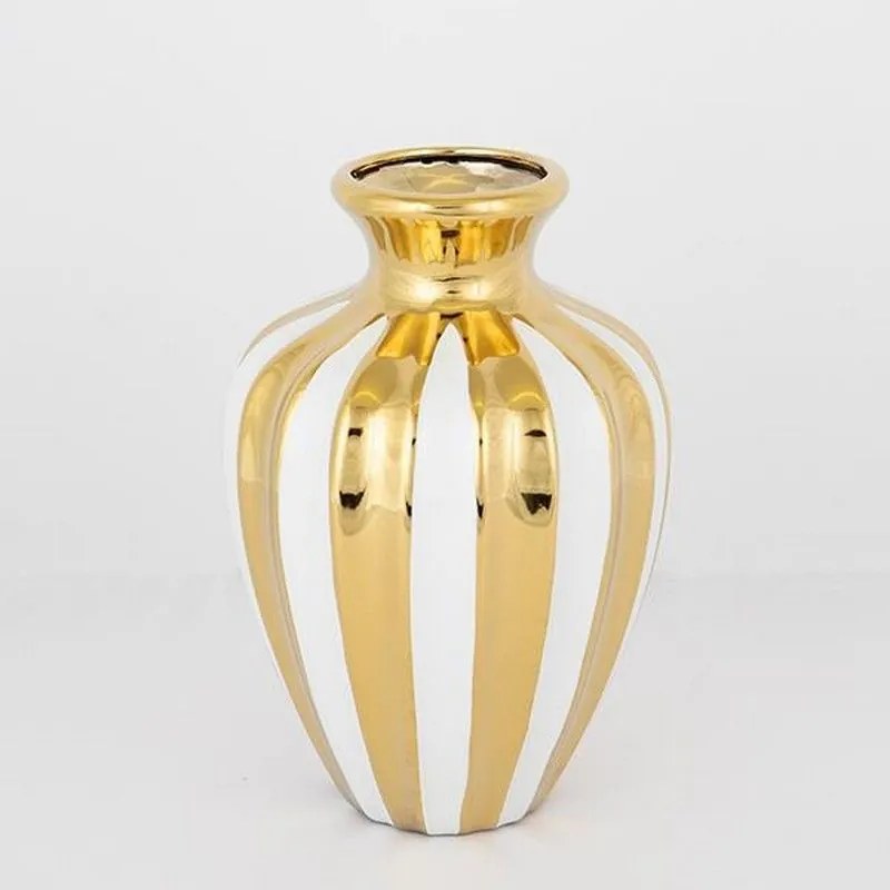Βάζο Κεραμικό 752-20105 18x31cm White-Gold Estheti Home Ceramic