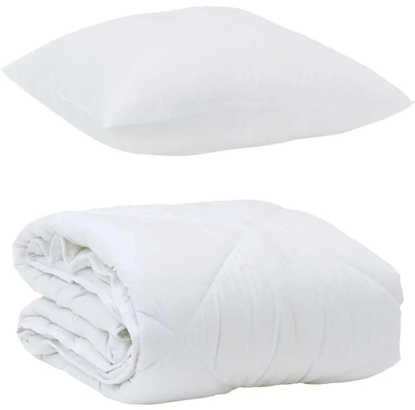 vidaXL Σετ Κουβέρτας με μαξιλάρι 2 pcs Λευκό 135 x 200 cm Μικροΐνες