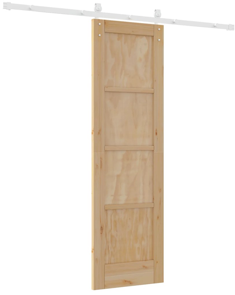 vidaXL Συρόμενη Πόρτα με Σετ Αξεσουάρ 61x198.5 εκ. Στερεό Ξύλο Πεύκου
