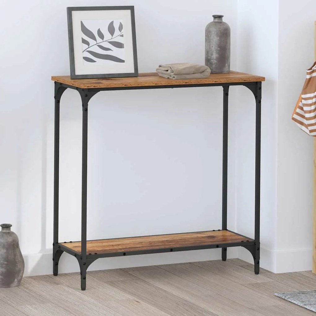 vidaXL Τραπέζι κονσόλας με ράφι Παλαιό ξύλο 75 x 30.5 x 75 εκ