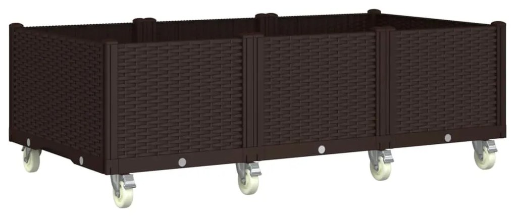vidaXL Ζαρντινιέρα Κήπου με Ροδάκια Καφέ 150x80x54εκ. Πολυπροπυλένιο