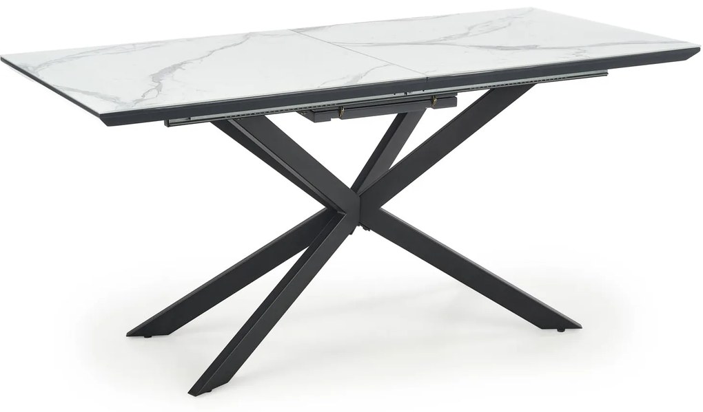 DIESEL extension table, color: top - white marble / dark grey, legs - black DIOMMI V-CH-DIESEL-ST