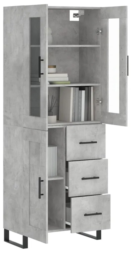 vidaXL Ντουλάπι Γκρι Σκυροδέματος 69,5x34x180 εκ. Επεξεργασμένο Ξύλο