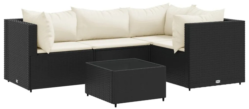 vidaXL Σαλόνι Κήπου 5 Τεμαχίων Μαύρο από Συνθετικό Ρατάν με Μαξιλάρια