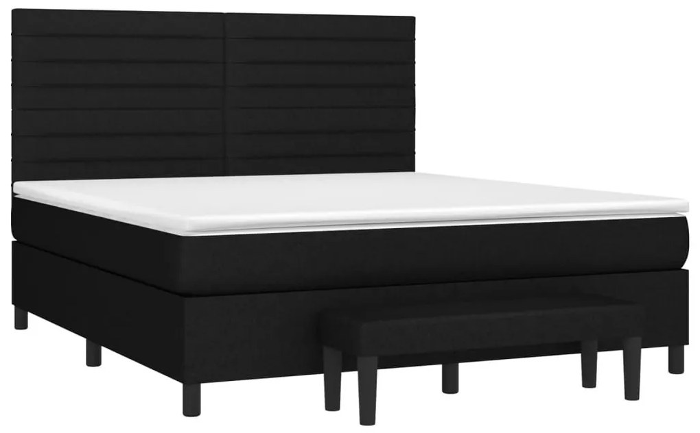 Κρεβάτι Boxspring με Στρώμα Μαύρο 160x200 εκ. Υφασμάτινο - Μαύρο