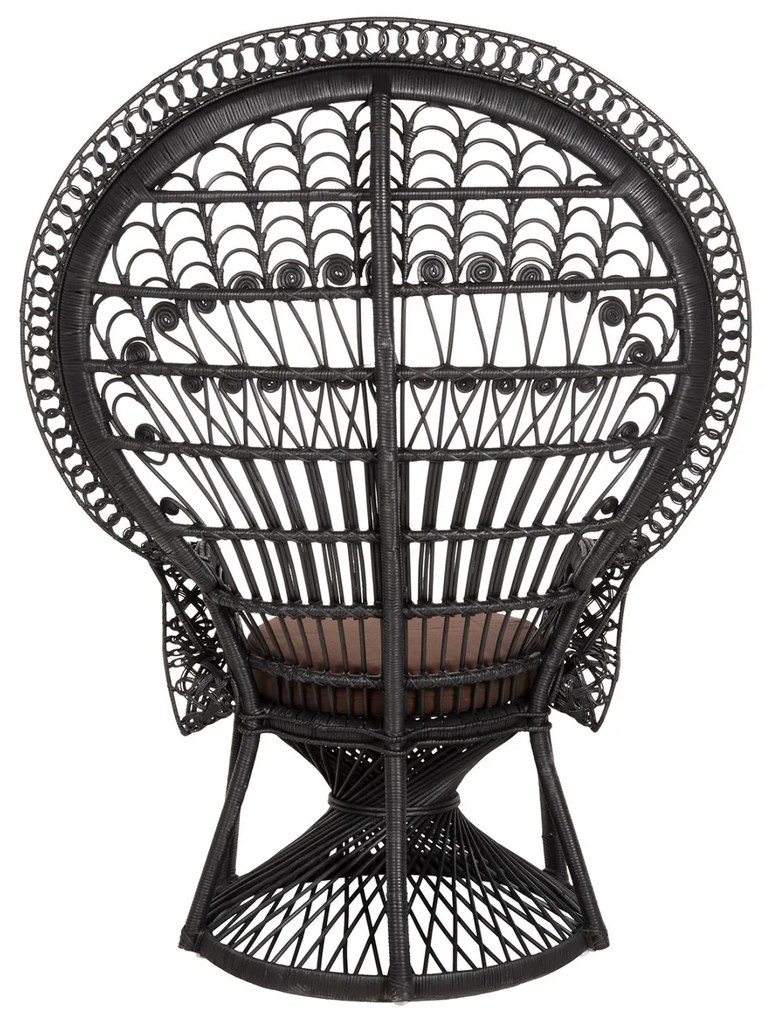 Καρέκλα - Πολυθρόνα ROYAL PEACOCK C9342.03 Μαύρο Rattan με Καφέ Μαξιλάρι 114x72x150Yεκ. 114x72x150 εκ.