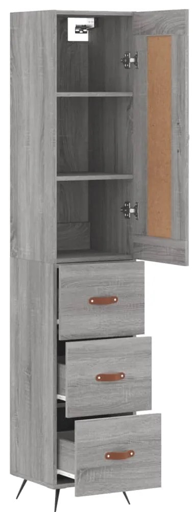 vidaXL Μπουφές Sonoma Γκρι 34,5 x 34 x 180 εκ. από Επεξεργασμένο Ξύλο