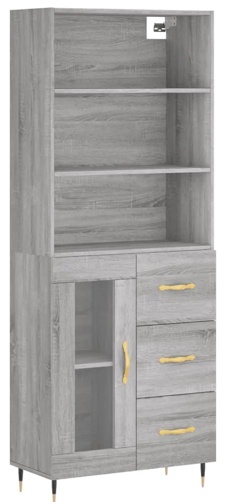 vidaXL Ντουλάπι Γκρι Sonoma 69,5 x 34 x 180 εκ. Επεξεργασμένο Ξύλο