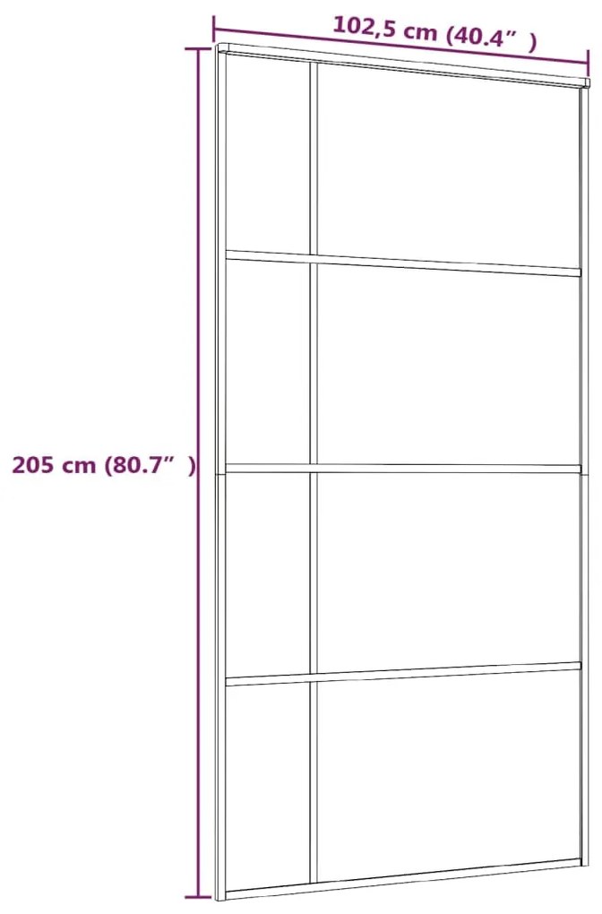 Συρόμενη Πόρτα Λευκή Αμμοβολή 102,5x205 εκ. Γυαλί ESG/Αλουμίνιο - Λευκό