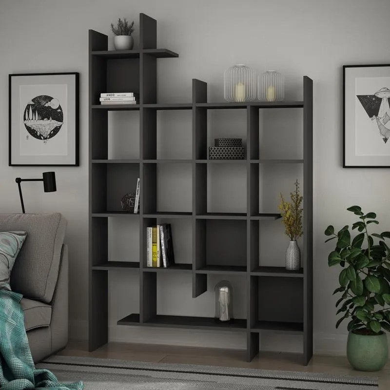 Βιβλιοθήκη Manco σε ανθρακί απόχρωση 122x25.5x188εκ 122x25.5x188 εκ.