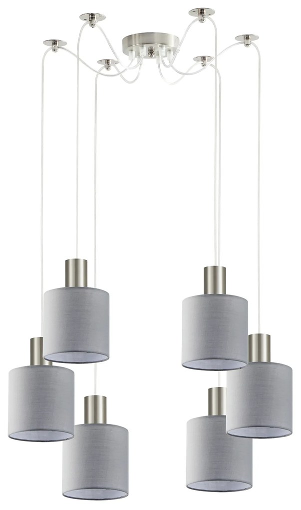 Φωτιστικό Οροφής SE21-NM-4-NM6-SH2 ADEPT TUBE Nickel Matt Pendant Grey Fabric Shade+ - 77-8422 - 51W - 100W - 77-8422