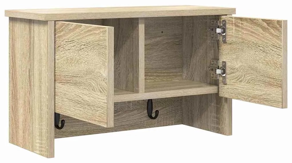 vidaXL Τοίχου Κρεμάστρα με ράφι Επιτοίχιο Sonoma Δρυς 50 x 20 x 30 εκ.