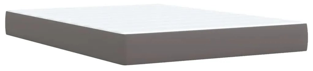 vidaXL Κρεβάτι Boxspring με Στρώμα Γκρι 140x190εκ. από Συνθετικό Δέρμα
