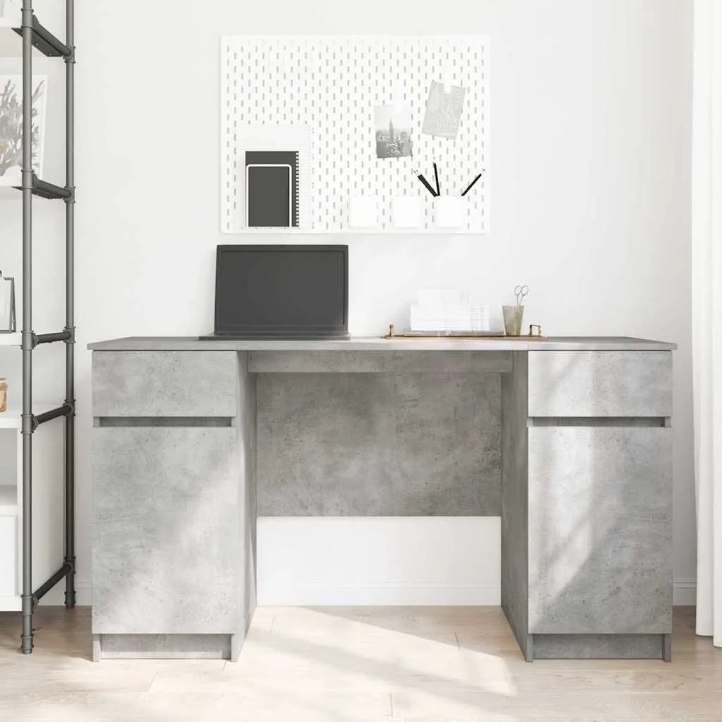 vidaXL Γραφείο Γκρι σκυροδέματος 140 x 49 x 76 εκ. Επεξεργασμένο ξύλο