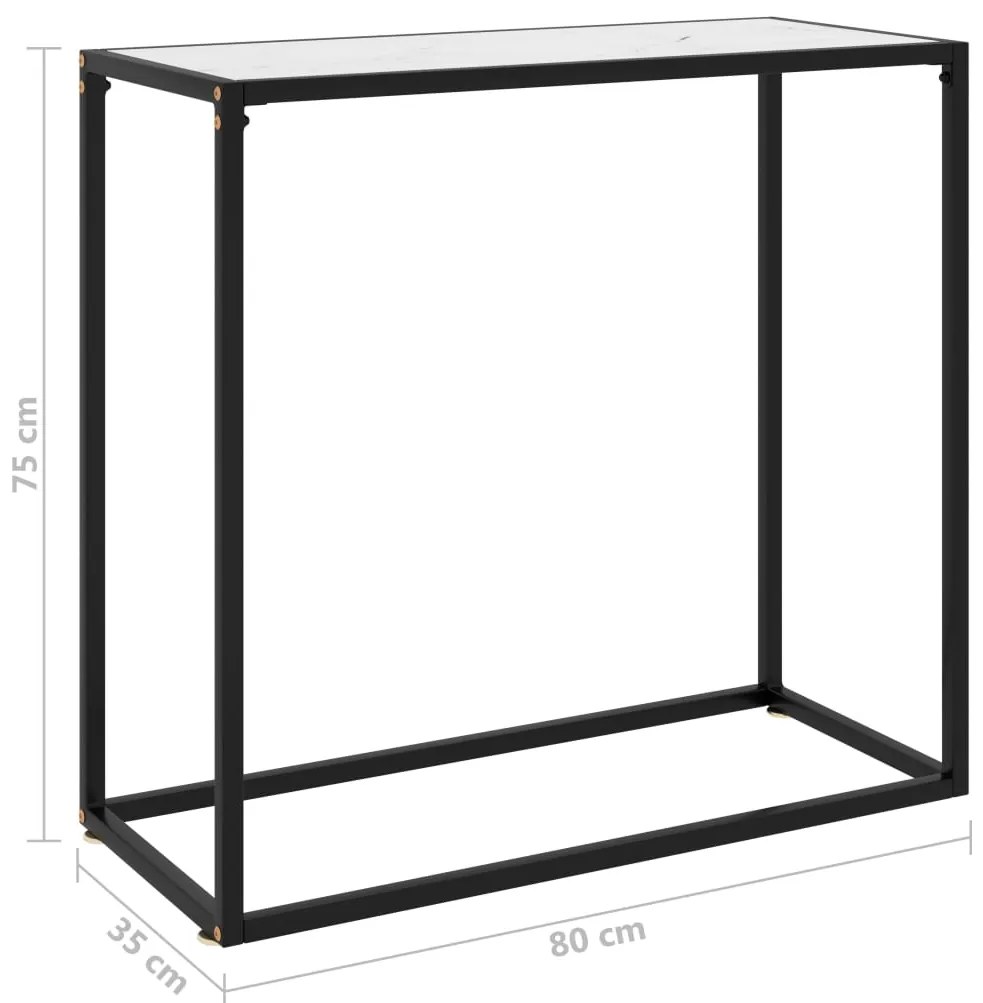 vidaXL Τραπέζι Κονσόλα Λευκό 80 x 35 x 75 εκ. από Ψημένο Γυαλί
