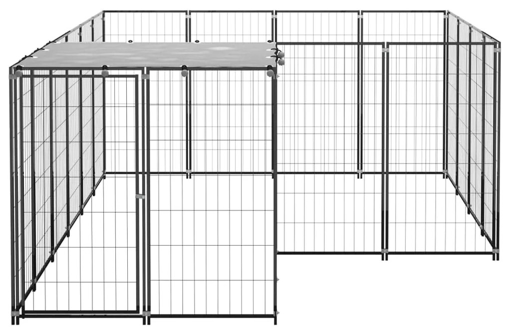 vidaXL Σπιτάκι Σκύλου Μαύρο 6,05 m² Ατσάλινο