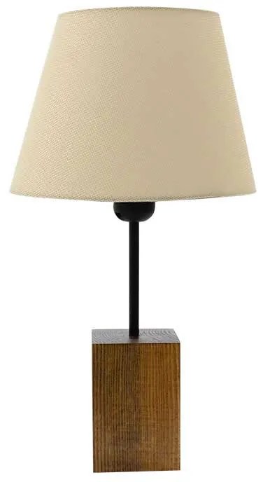 Επιτραπέζιο ξύλινο φωτιστικό Hapiness pakoworld Ε27 με εκρού υφασμάτινο καπέλο Φ14-22x41εκ