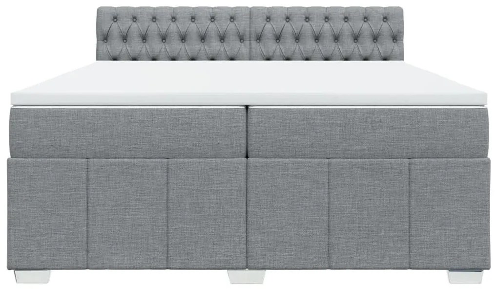 Κρεβάτι Boxspring με Στρώμα Ανοιχτό Γκρι 200x200 εκ. Υφασμάτινο - Γκρι