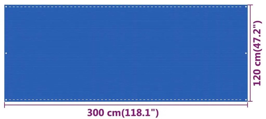 Διαχωριστικό Βεράντας Μπλε 120x300 εκ. από HDPE - Μπλε