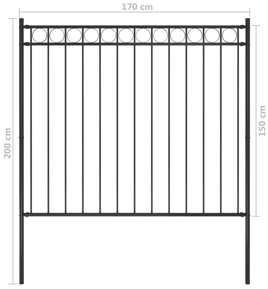 vidaXL Κάγκελα Περίφραξης Μαύρα 1,7 x 1,5 μ. Ατσάλινα