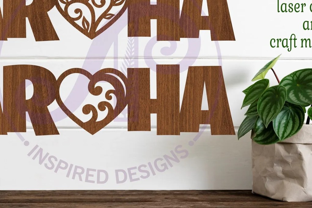 Σετ των 3 Intra απο ξύλο plywood 3mm-4mm πάχος Aroha Word Art Wall Art Signs, . Δίασταση 10x10 cm INTRAFABR-87063176