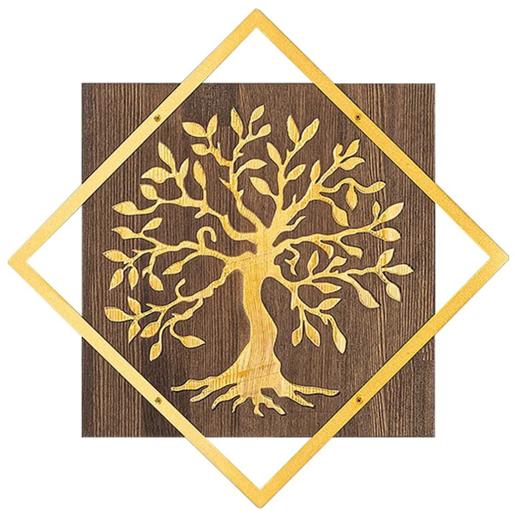 ΔΙΑΚΟΣΜΗΤΙΚΟ ΤΟΙΧΟΥ ΔΕΝΤΡΟ HM4752-ΦΥΛΛΑ ΜΕΤΑΛΛΟΥ ΧΡΥΣΑ-ΞΥΛΟ 54x3(βάθος)x54Υεκ.