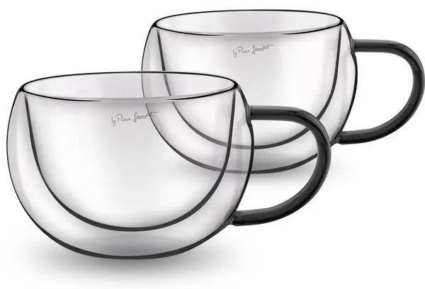 Lamart Φλιτζάνια Καπουτσίνο Σετ 2 Τμχ VASO Γυάλινα Διπλού Τοιχώματος 270ml Μαύρο Φιμέ LT9114