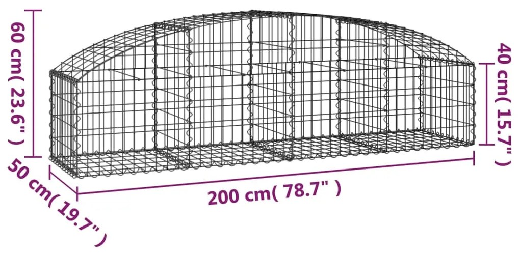 vidaXL Συρματοκιβώτιο Τοξωτό 200x50x40/60εκ. από Γαλβανισμένο Χάλυβα