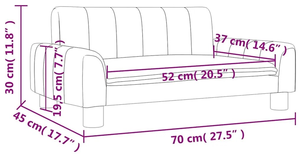 vidaXL Καναπές Παιδικός Καφέ 70 x 45 x 30 εκ. από Ύφασμα