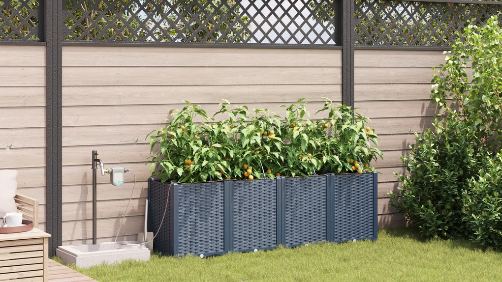 vidaXL Ζαρντινιέρες κήπου Γκρι 160 x 40 x 52 cm Ατσάλι