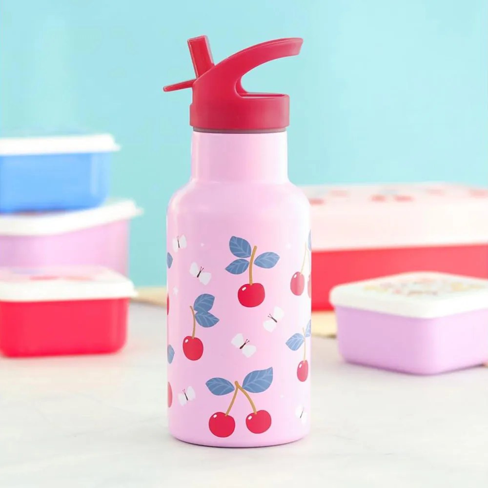 Παγούρι 350ml Με Καλαμάκι Α Little Lovely Company Cherries DBSSCH88