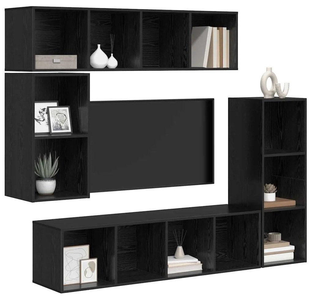 vidaXL Σετ επίπλου τηλεόρασης 4 pcs Μαύρη δρυς 37 x 37 x 142.5 εκ