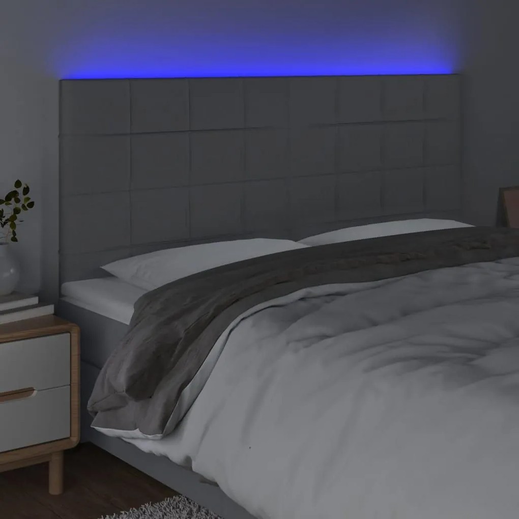 Κεφαλάρι Κρεβατιού LED Ανοιχτό Γκρι 180x5x118/128εκ. Υφασμάτινο - Γκρι
