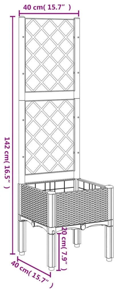 Ζαρντινιέρα Κήπου με Καφασωτό Μπλε Γκρι 40x40x142 εκ. από PP 367916