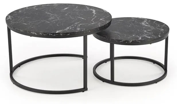 JAVA set of 2 c. tables, black marble / black