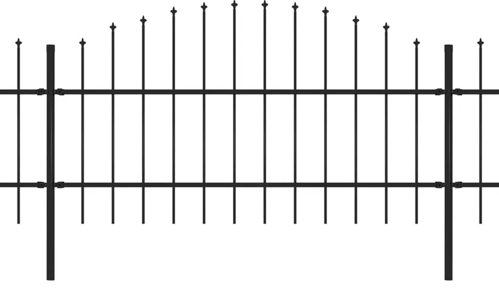 vidaXL Κάγκελα Περίφραξης με Λόγχες Μαύρα (0,75-1) x 11,9 μ. Ατσάλινα