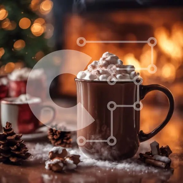 Intra Συλλεκτικό Ξύλινο Παζλ Plywood  4mm - Ζεστό κακάο με Marshmallows και ξυλάκια κανέλας δίπλα στο τζάκι Σε Ξύλινο Κουτί - Διαστάσεις: 10x10 cm – 25 κομμάτια