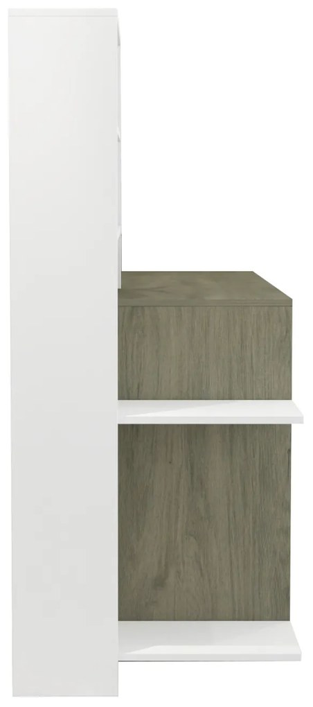 Γραφείο Με Βιβλιοθήκη Rochell Μελαμίνη Olive Grey Λευκό 146,3x55x128,8Υεκ