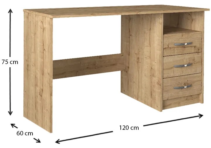 Γραφείο εργασίας Eldoris Megapap χρώμα sapphire oak 120x60x75εκ.
