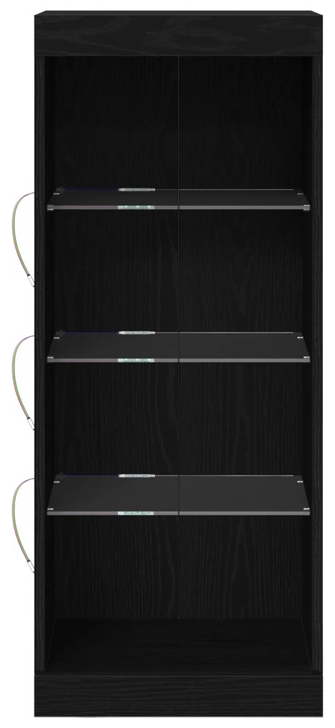 vidaXL Μπουφές με LED Φώτα Μαύρη Δρυς 41x37x100 εκ