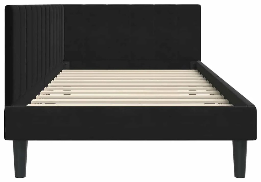 vidaXL Κρεβάτι Γωνίας με κεφαλάρι Μαύρο 90 x 200 cm Βελούδο