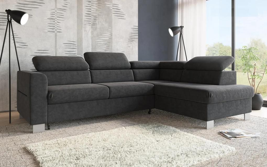 Γωνιακός Καναπές-Κρεβάτι Bella με αποθηκευτικό χώρο Γκρι Σκούρο 255x193x95cm - Δεξιά Γωνία - TED4589