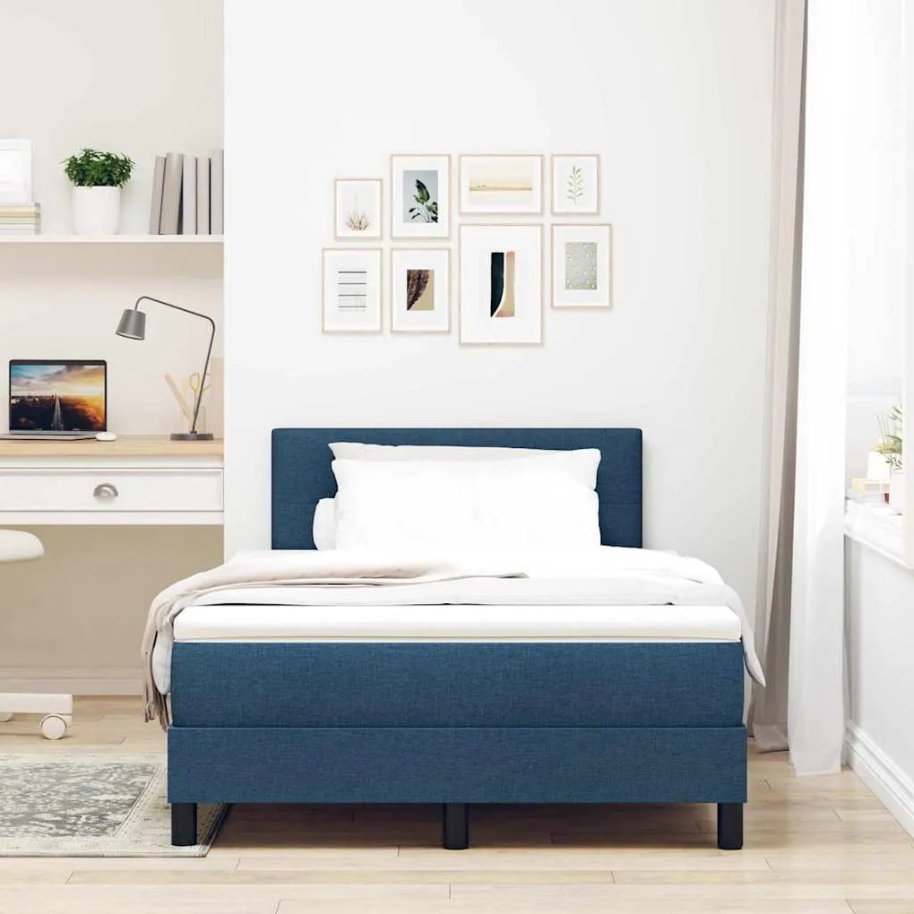 vidaXL Κρεβάτι box spring με στρώμα Σκούρο Μπλε 120 x 190 cm ύφασμα