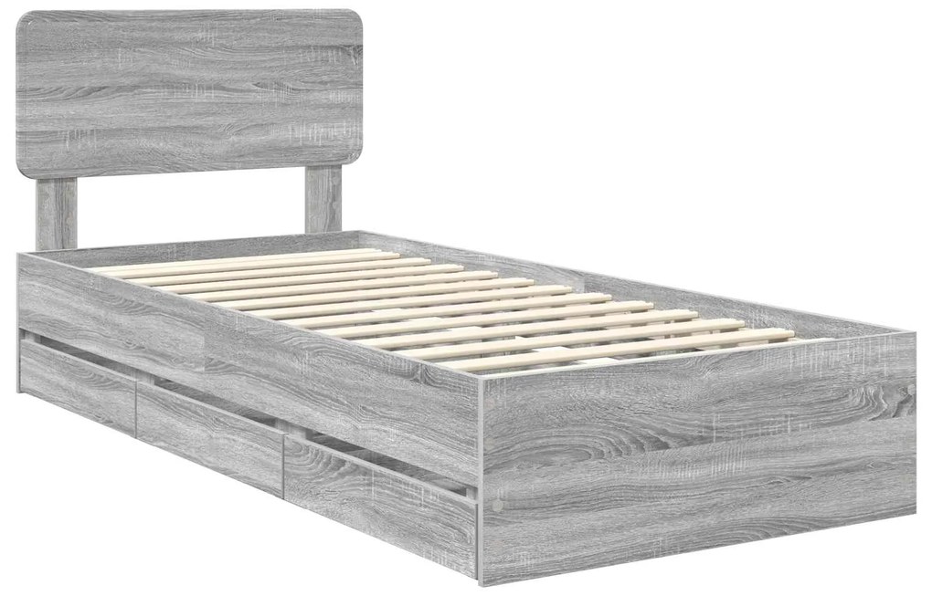 vidaXL Σκελετός Κρεβατιού Γκρίζο Σονομα 100 x 200 cm Μηχανήματος Ξύλο