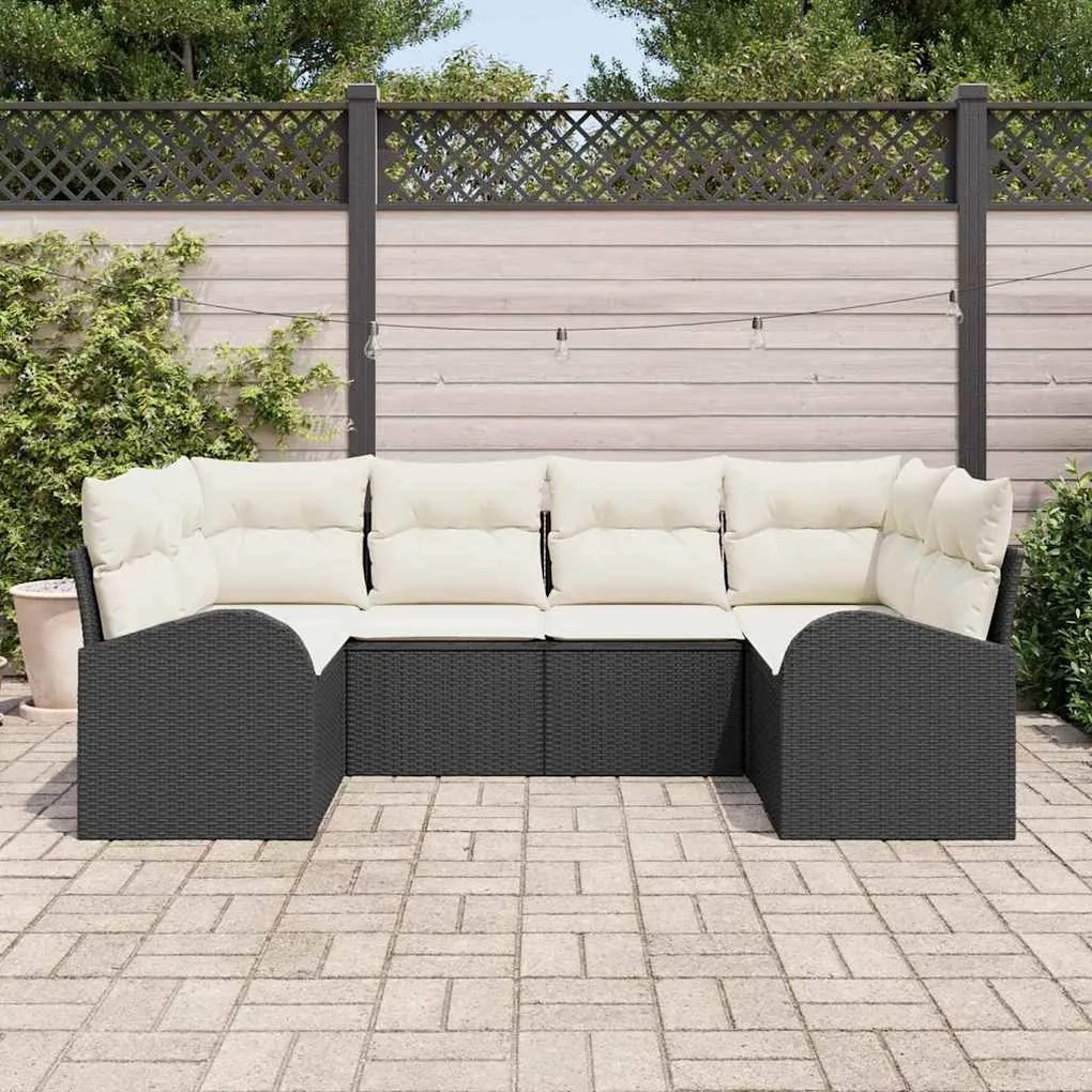 vidaXL Σετ Καναπέ Κήπου 6 pcs Μαύρο Πολυ ράταν